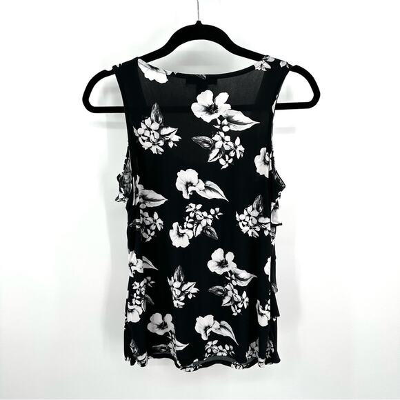 WHBM tiered floral print shell in black white Size S - Picture 4 of 6